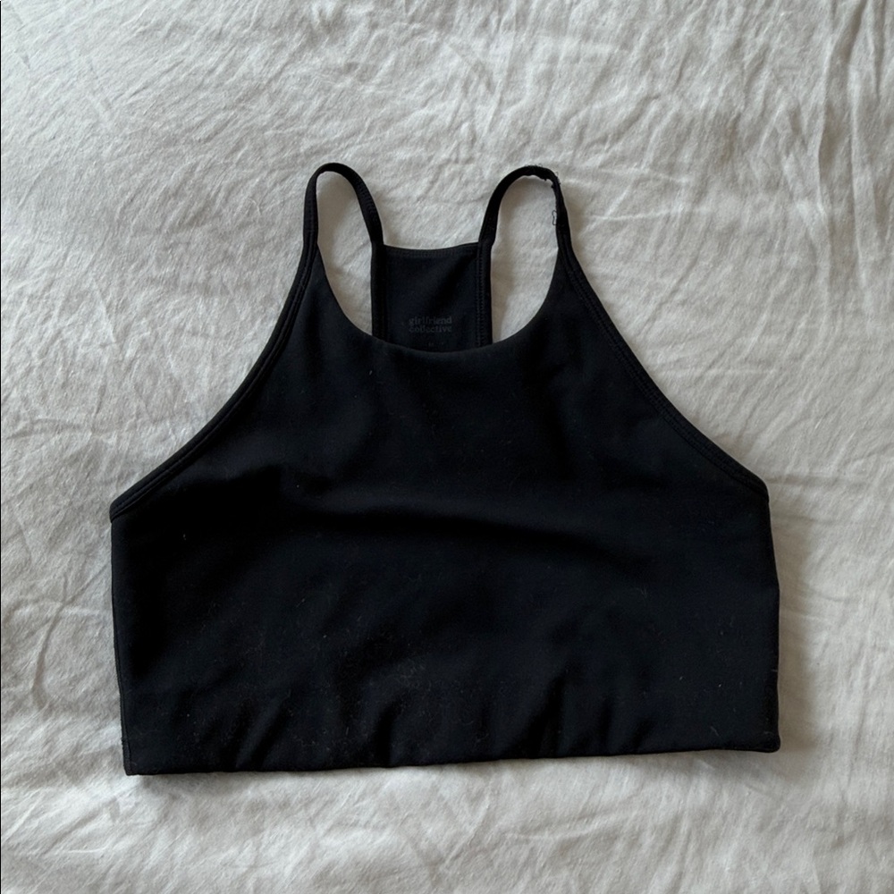 girlfriend collective Black High Neck Crop Top